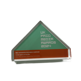 UK Paid Media Awards 2024 trophy - Best Integrated Paid Media Campaign