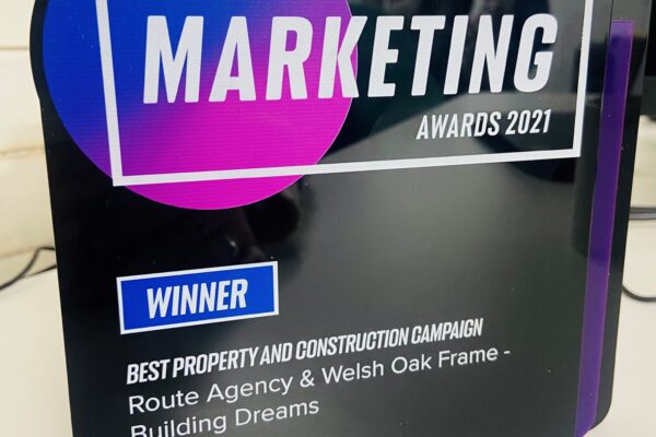Image of Route's award for Prolific Marketing 2021 winner in the 'Best Property and Construction' campaign category