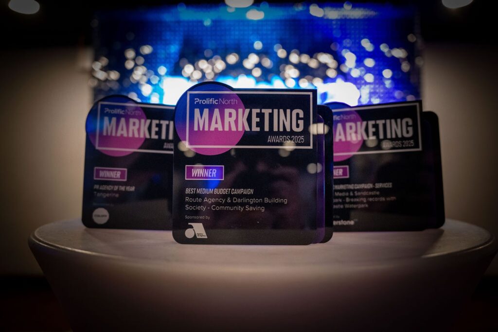 Two Prolific North Marketing Awards trophies for Route's work with Darlington Building Society